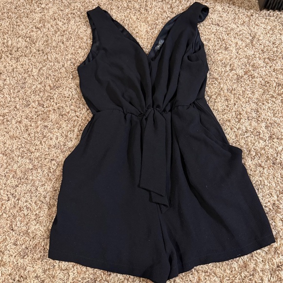 Lily Rose Pants - Lily Rose Elegant Black Romper with Pockets size Small